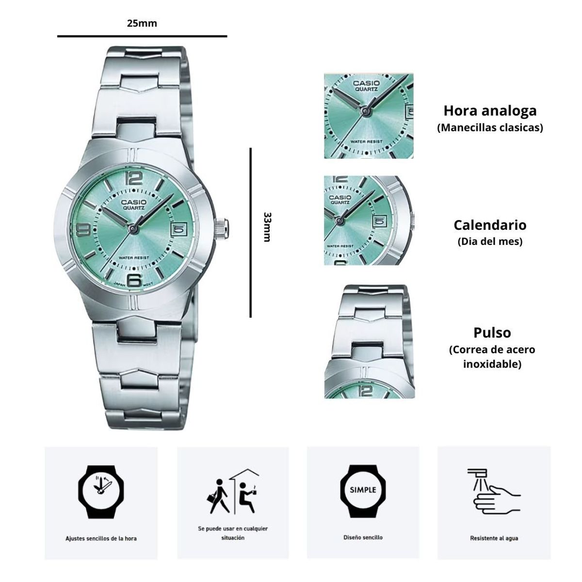 CASIO - Reloj Casio Modelo LTP-1241D-3A Diseño Elegante