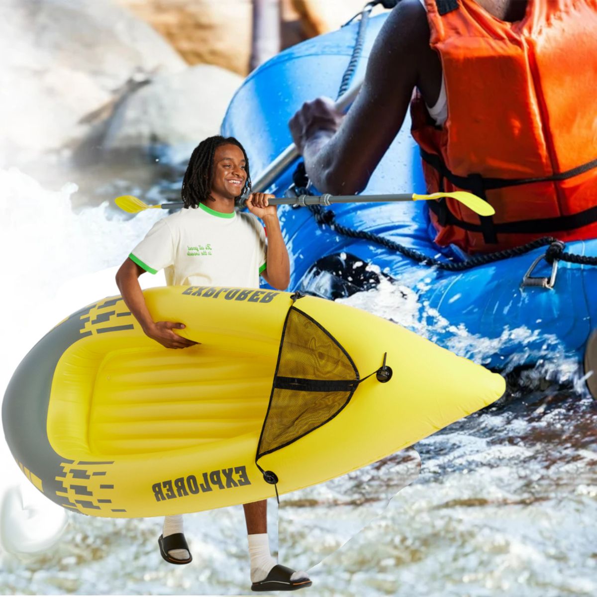 GENERICO - Kayak Inflable Explorer Bote De Seguridad Reforzado + Remo