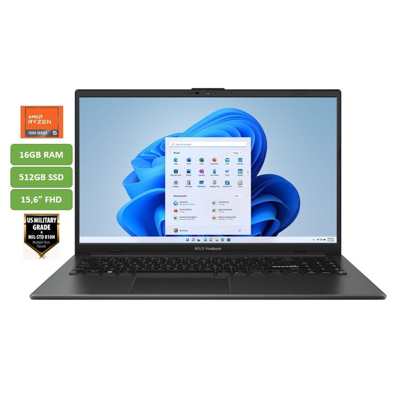 ASUS - PORTATIL ASUS - RYZEN 5 7520U - 16GB RAM - 512GB SSD - 15,6" FHD - MOD: E1504FA-NJ1555 - COMPUTADOR