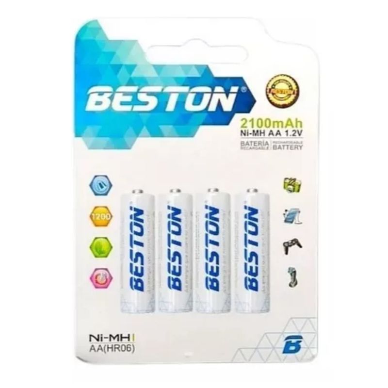 BESTON - Bateria Pila Recargable Aa X4 Beston 2100mah 12v Certificad