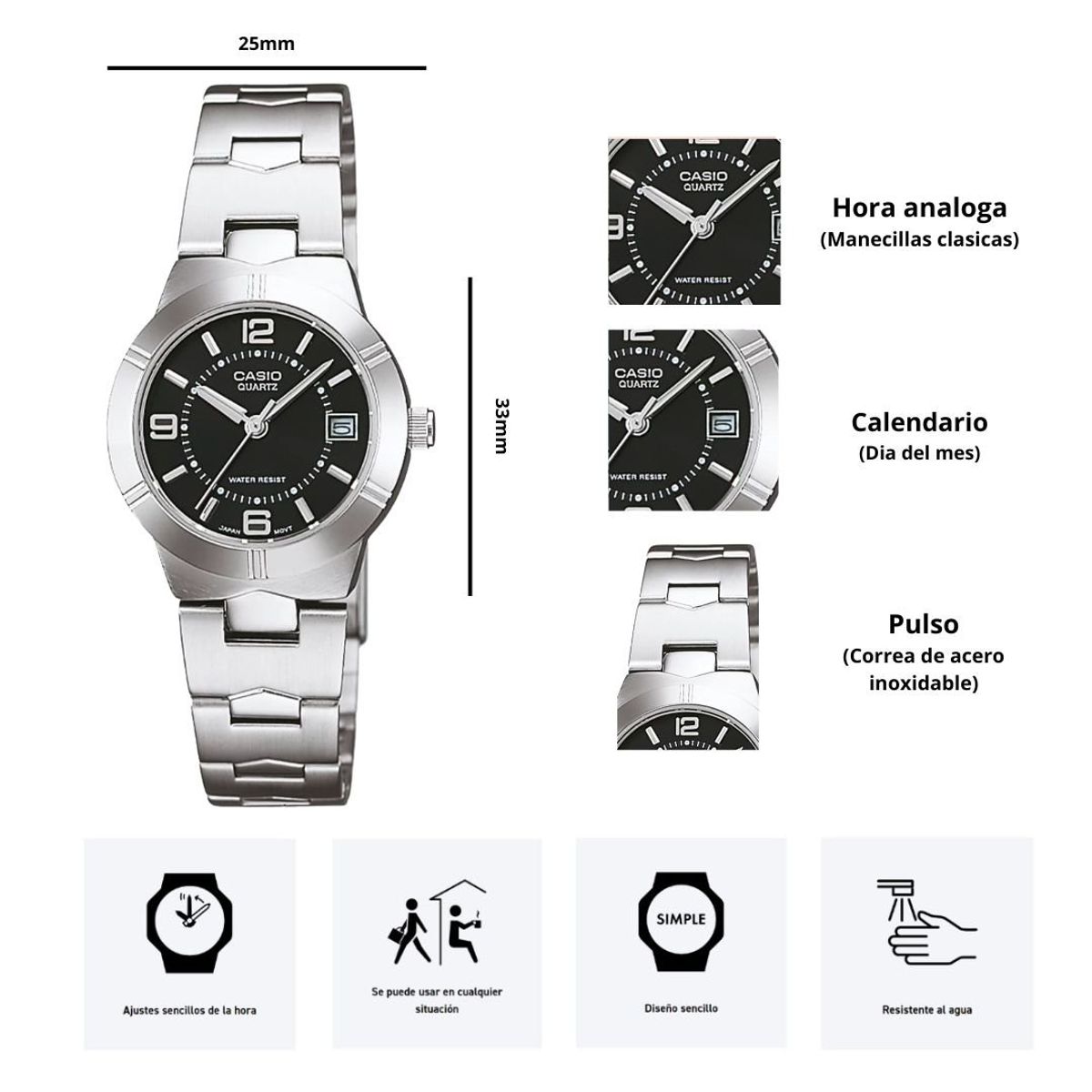 CASIO - Reloj Casio Modelo LTP-1241D-1A Diseño Elegante