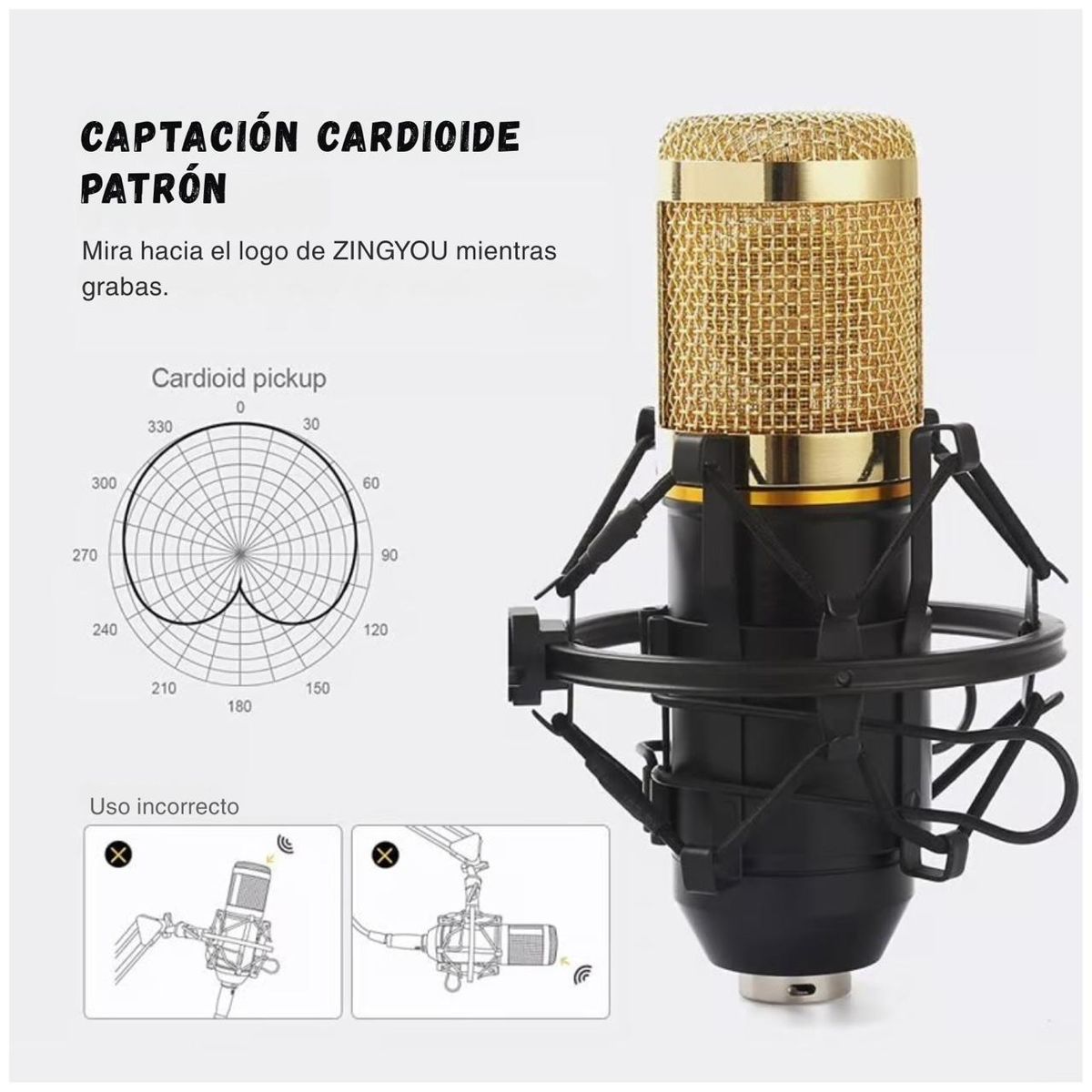 AMERICAN GENERICS - Micrófono Condensador Profesional Brazo Ajustable Bm-800