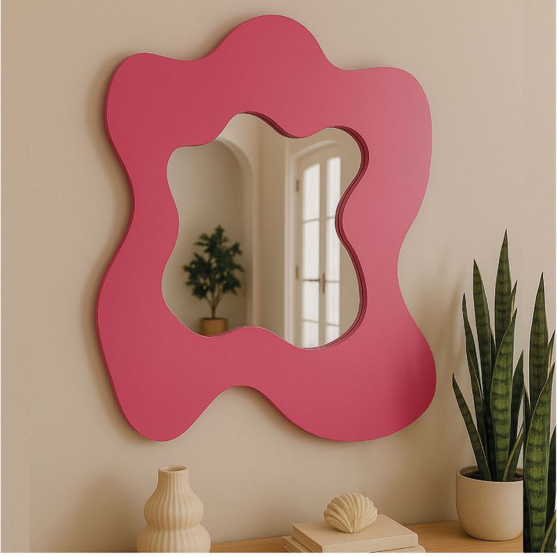 GENERICO - Espejo Decorativo Fucsia con Forma Orgánica