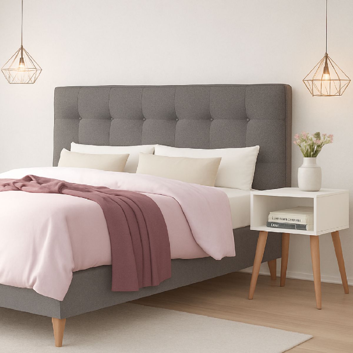 DKO DESIGN - Cabecero Para Cama Doble 60x140x5cm Gris Memphis