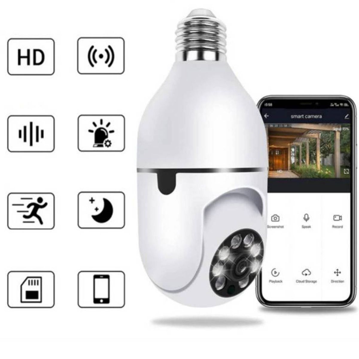 AWEI - Camara Tipo Bombillo para interior vision Nocturna Wifi V380