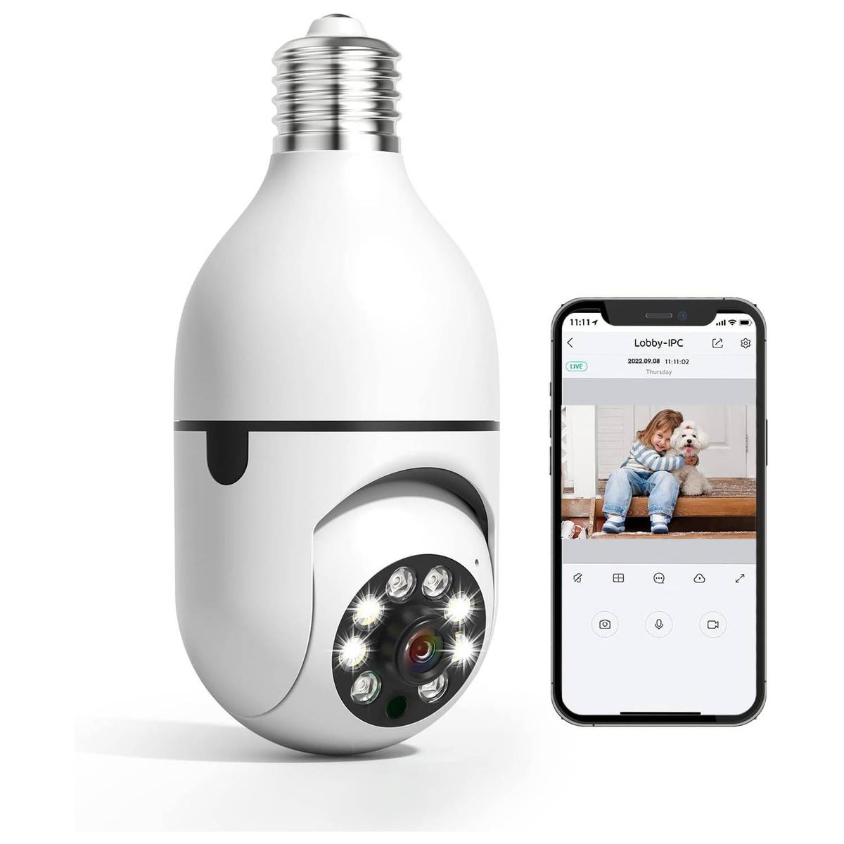AWEI - Camara Tipo Bombillo para interior vision Nocturna Wifi V380