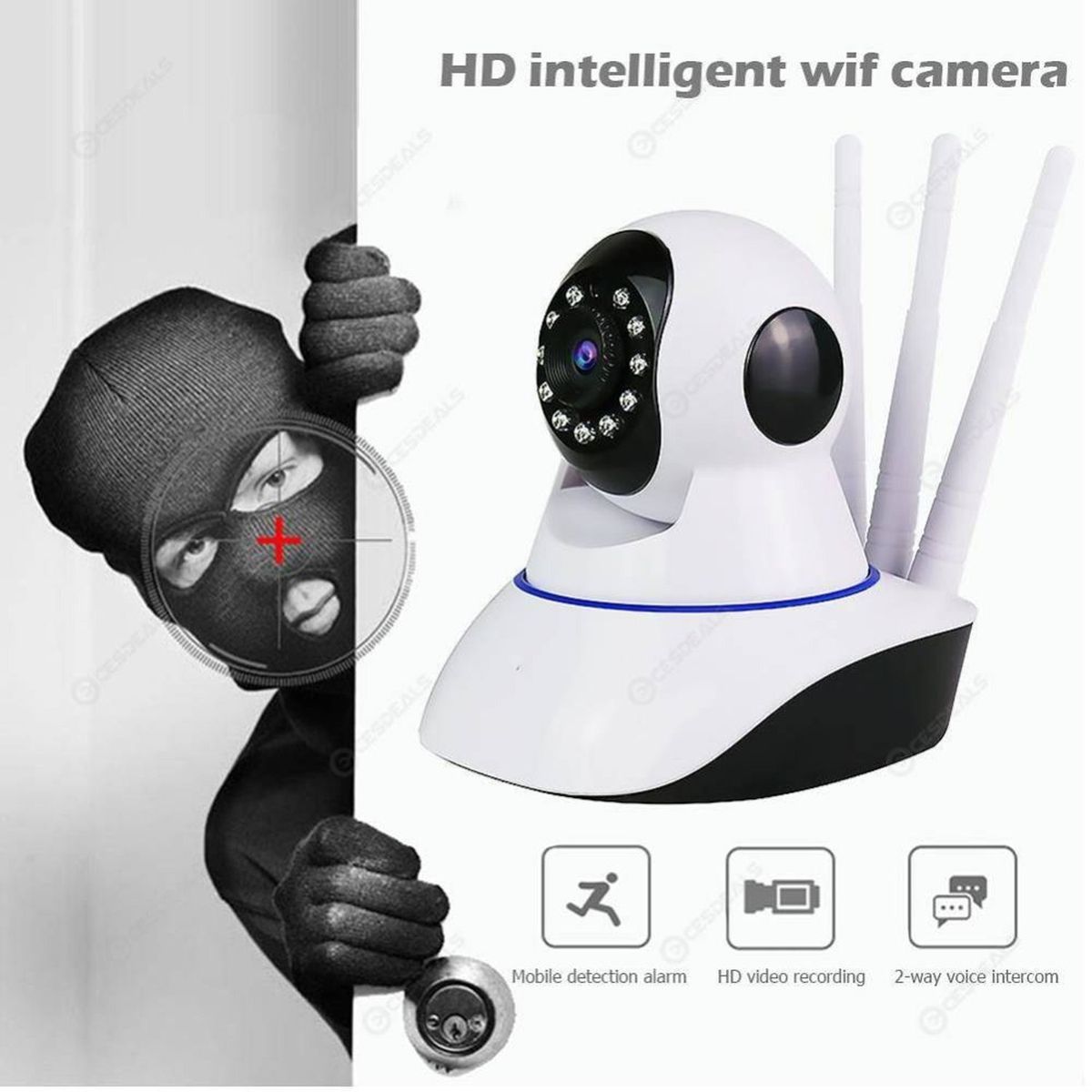 AWEI - Camara 3 antenas de seguridad para vision HD