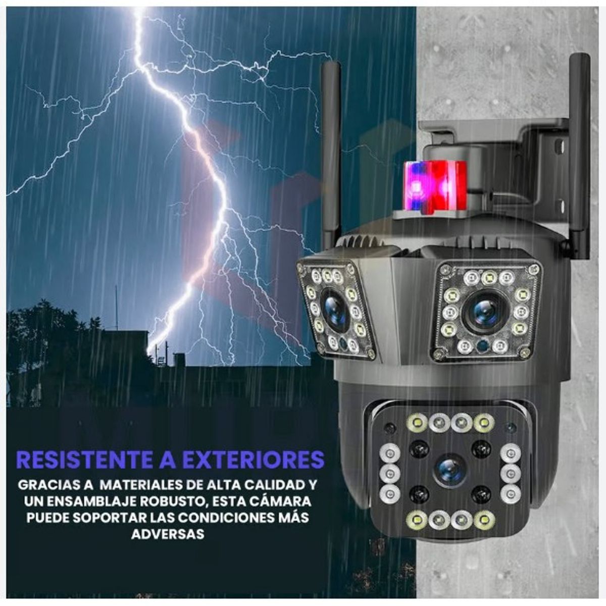 AWEI - Cámara Ip Wifi Para Exteriores Tres Lentes Ptz Vision Nocturna Color