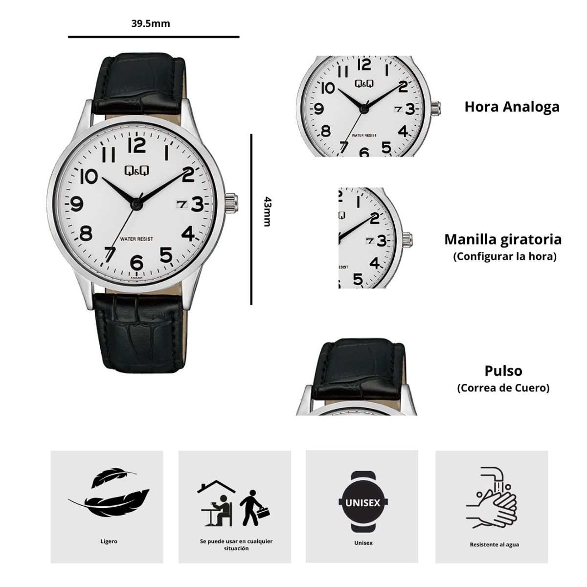 Q&Q - Reloj Q&Q A482J304Y Diseño Casual