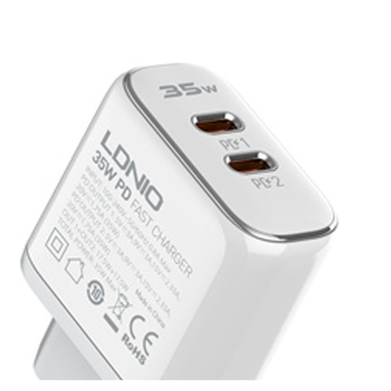 LDNIO - CARGADOR LDNIO A2528C 2 PD USB-C 35W FAST CHARG.
