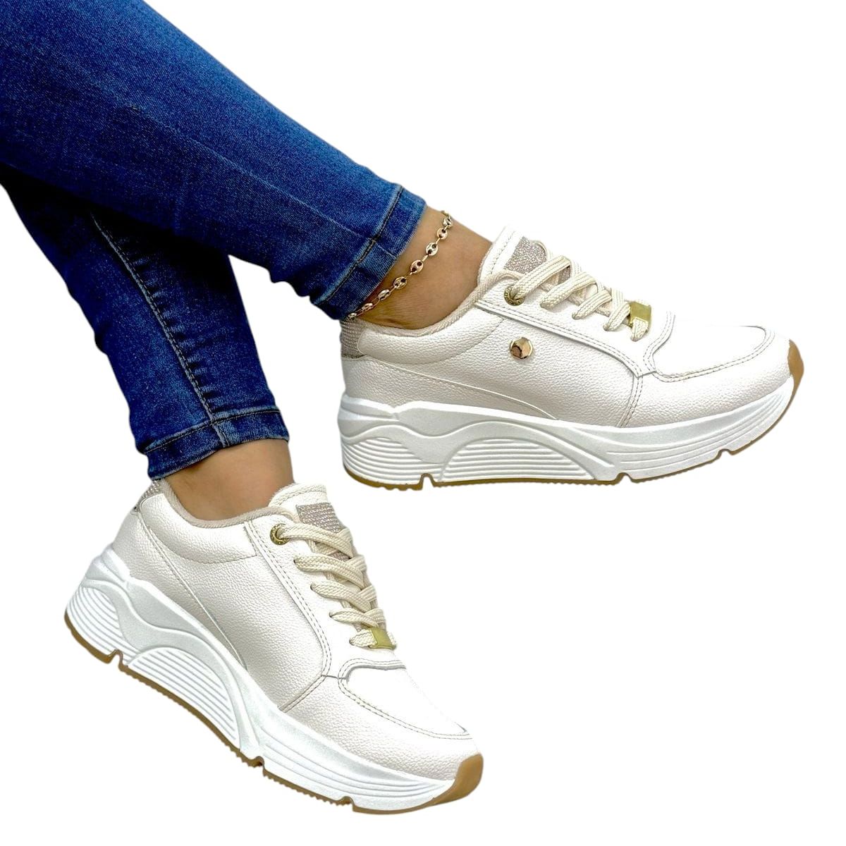 EVEGONZ - Zapato Casual Blanco Para Mujer Tenis Urban Moda
