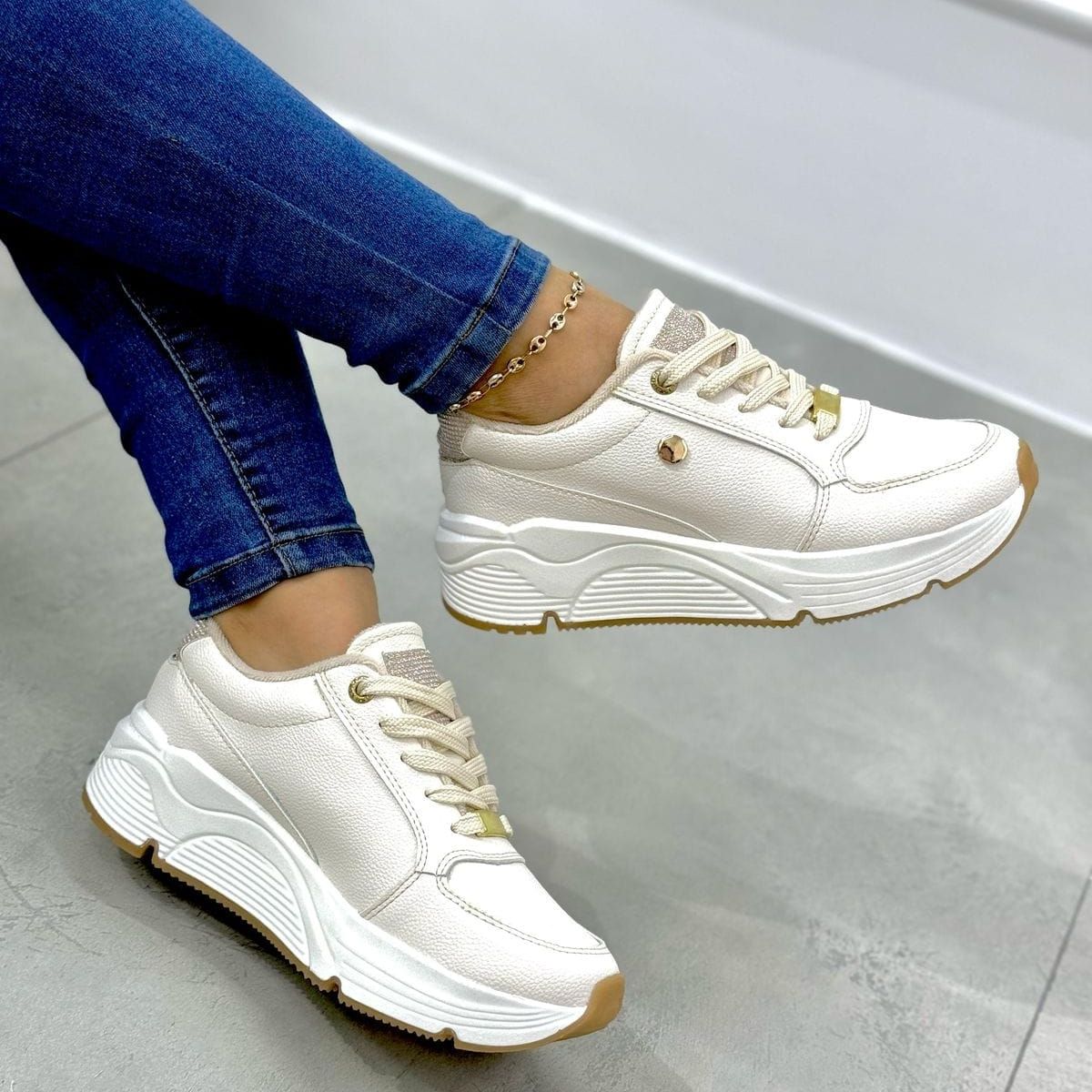 EVEGONZ - Zapato Casual Blanco Para Mujer Tenis Urban Moda