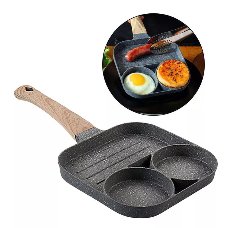 GENERICO - Sarten Antiadherente 4 Puestos Para Huevos Arepas Pancakes