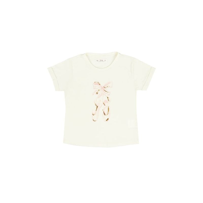TENNIS - Camiseta crudo con estampado moñitos para niña
