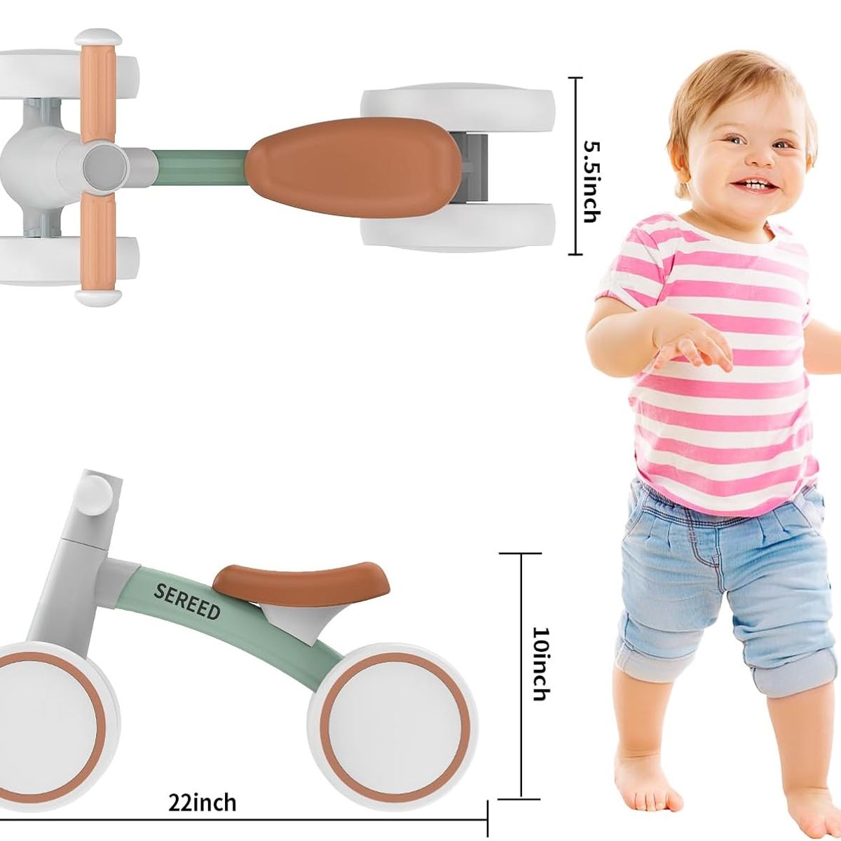 GENERICO - Bicicleta de equilibrio Sereed para niños de 12 a 24 meses 4 ruedas