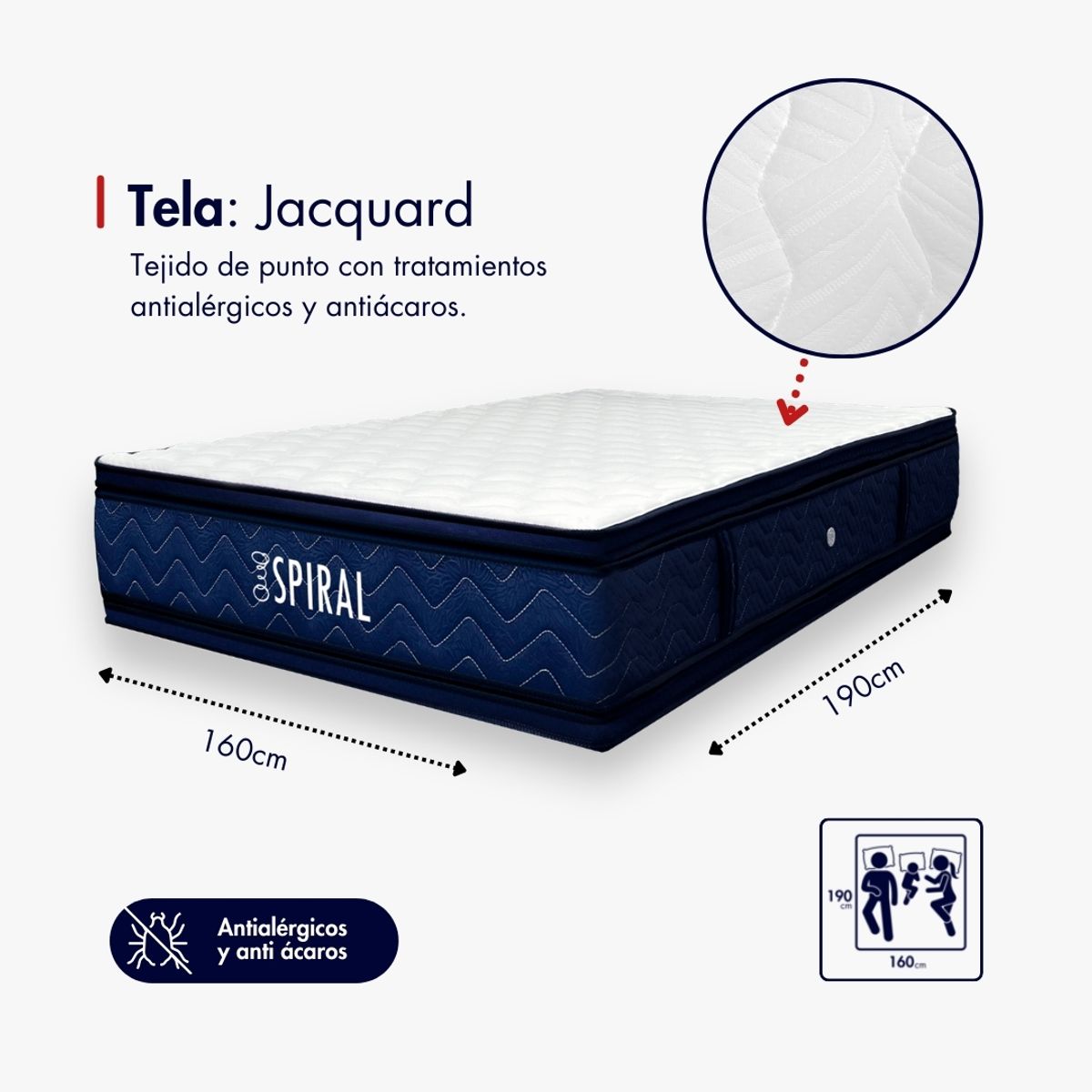 OSO PEREZOSO - Colchón Spiral Plus Queen 160cm190cm - Ortopédico Resortado - Firmeza Intermedia.