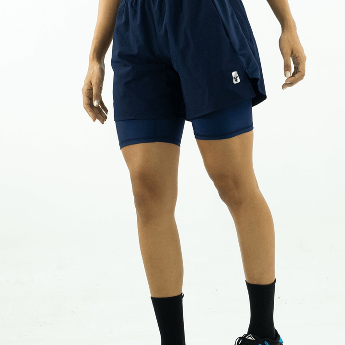 NO RULES - SHORT DEPORTIVO CON LYCRA RUNNING AZUL OSCURO.