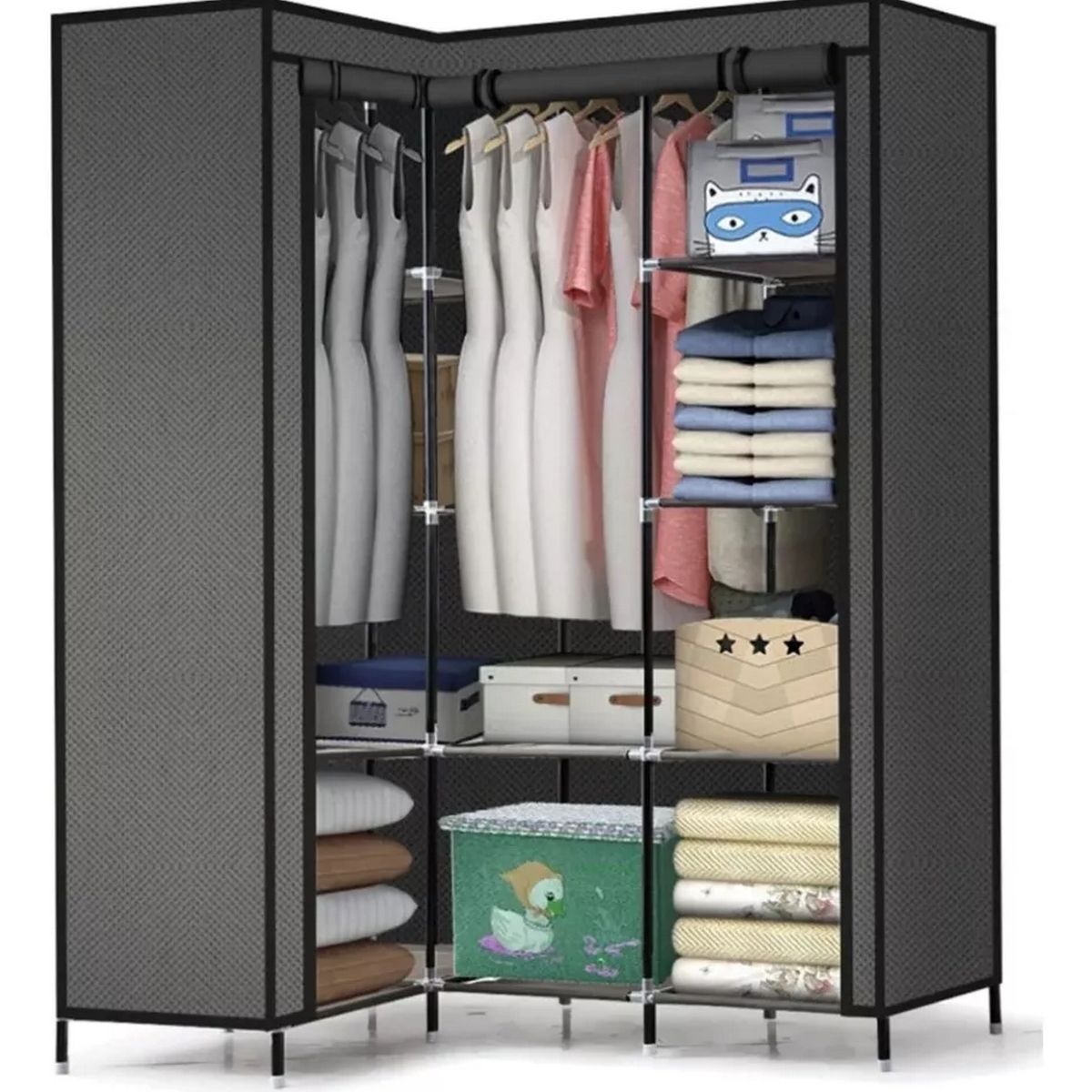 DAYOSHOP - Closet Esquinero Organizador De Ropa 8 Estantes Armado Facil