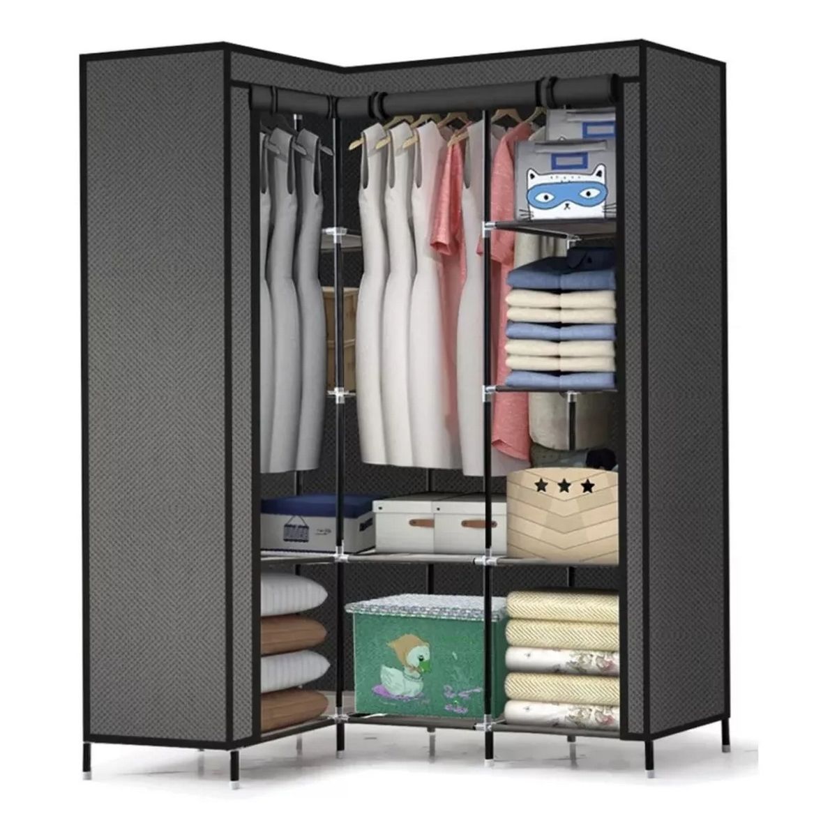 DAYOSHOP - Closet Esquinero Organizador De Ropa 8 Estantes Armado Facil