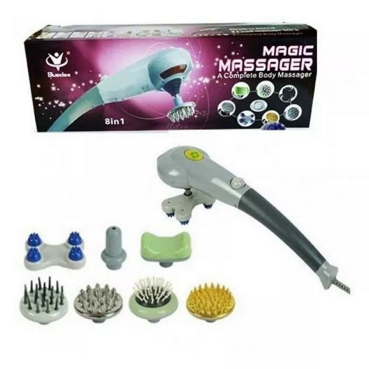 DAYOSHOP - Masajeador Magic Massger 8 En 1 Cabezales Profesional