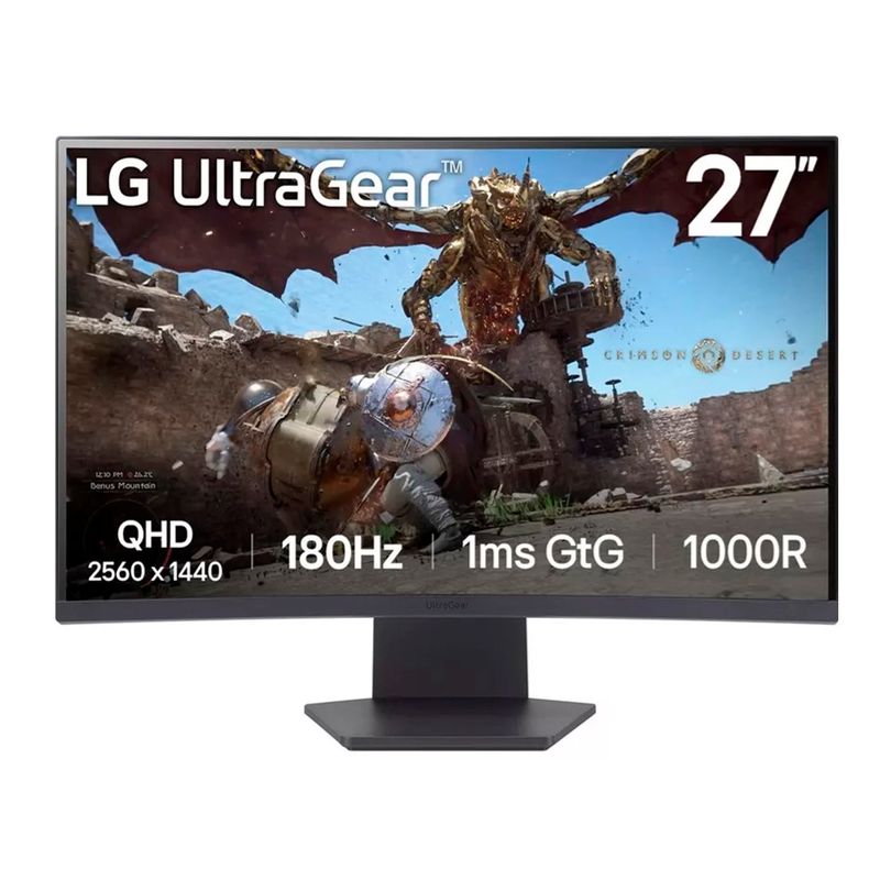 LG - Monitor Curvo Gamer UltraGear LG 27GS60QC QHD 180Hz 1ms 27”