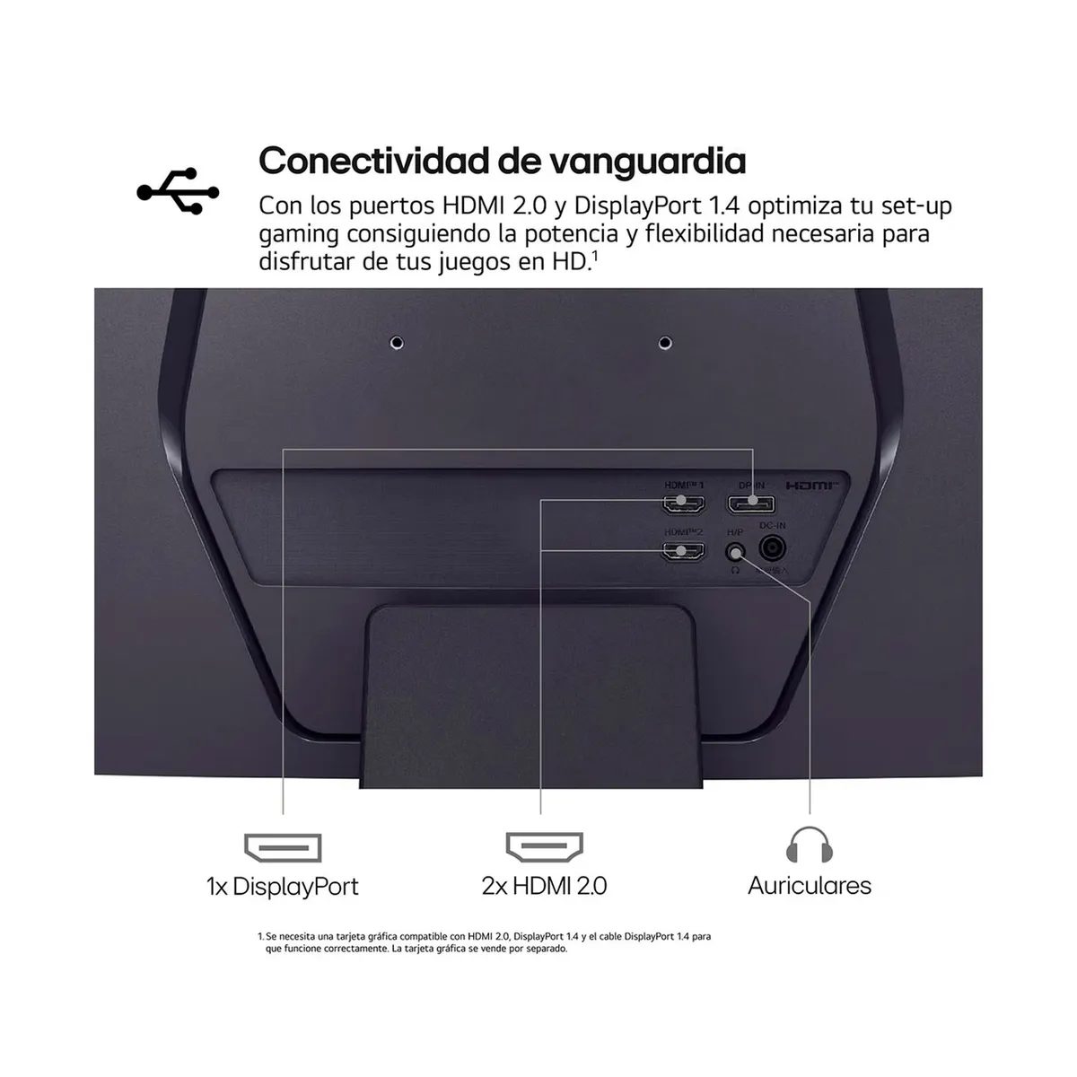 LG - Monitor Gamer UltraGear LG 32” 32GS60QC-B QHD 180Hz 1ms