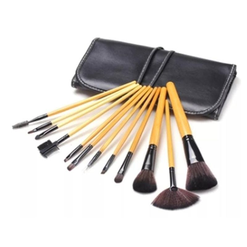 GENERICO - Set 12 brochas de maquillaje madera