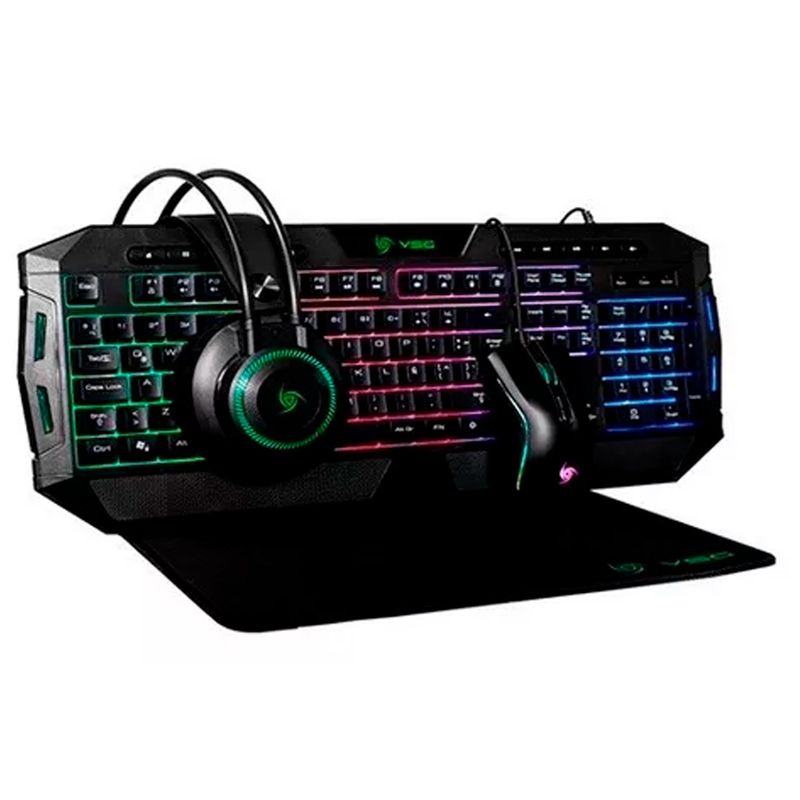 VSG COLOMBIA - Combo Gamer VSG CRUX 4x1 TECLADO  MOUSE  DIADEMA  PADMOUSE
