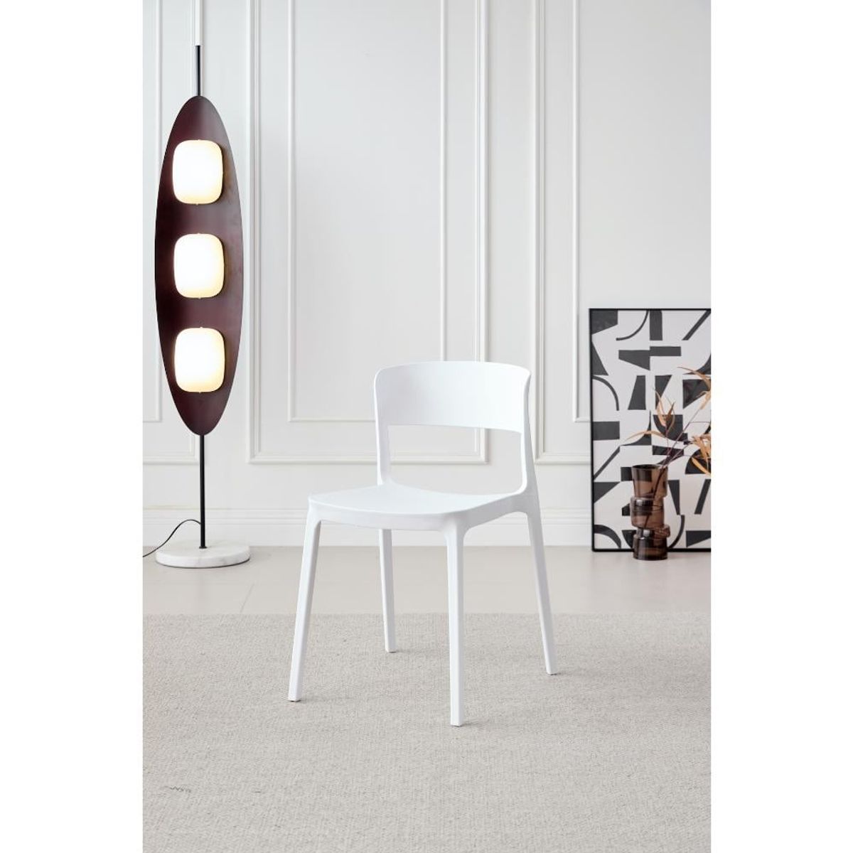 GENERICO - Silla Monaco Color Blanco Con espaldar y diseño Moderno