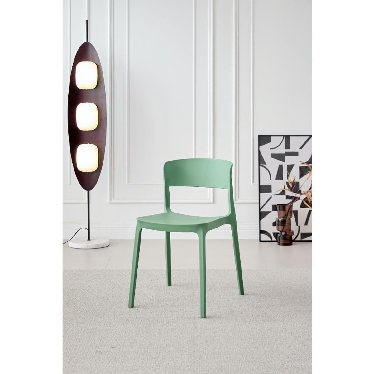 GENERICO - Silla Monaco Color Verde Oliva Con espaldar y diseño Moderno