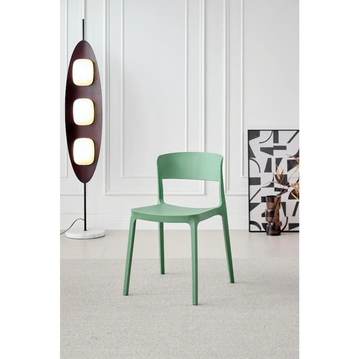 GENERICO - Silla Monaco Color Verde Oliva Con espaldar y diseño Moderno