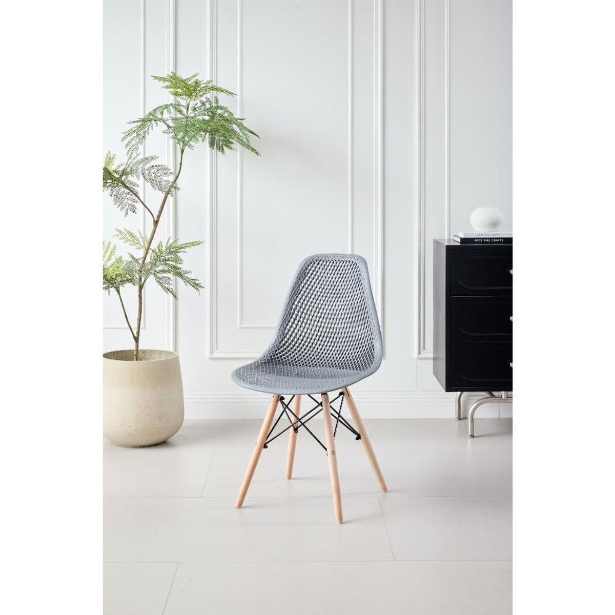 GENERICO - Silla Marcus Color Gris Oscuro Con espaldar y patas en Madera