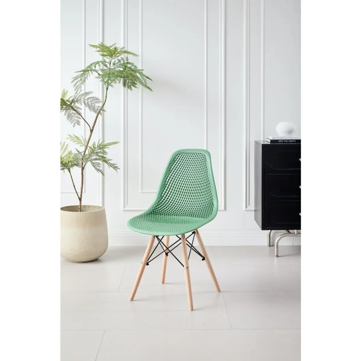 GENERICO - Silla Marcus Color Verde Oliva Con espaldar y patas en Madera
