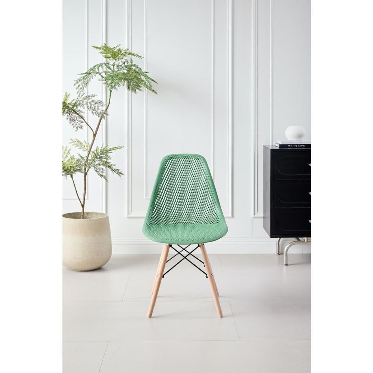 GENERICO - Silla Marcus Color Verde Oliva Con espaldar y patas en Madera