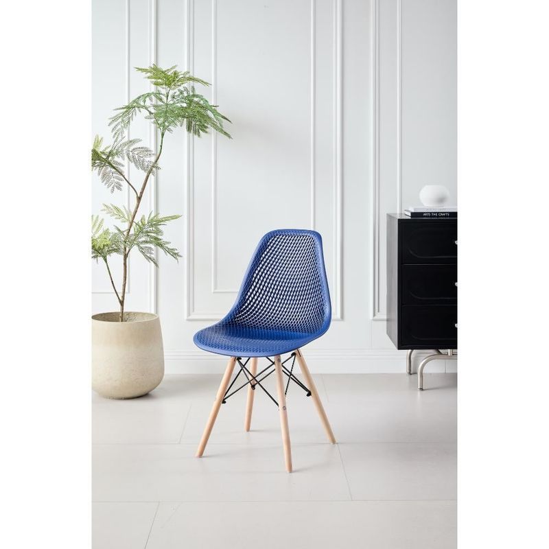 GENERICO - Silla Marcus Color Azul Con espaldar y patas en Madera
