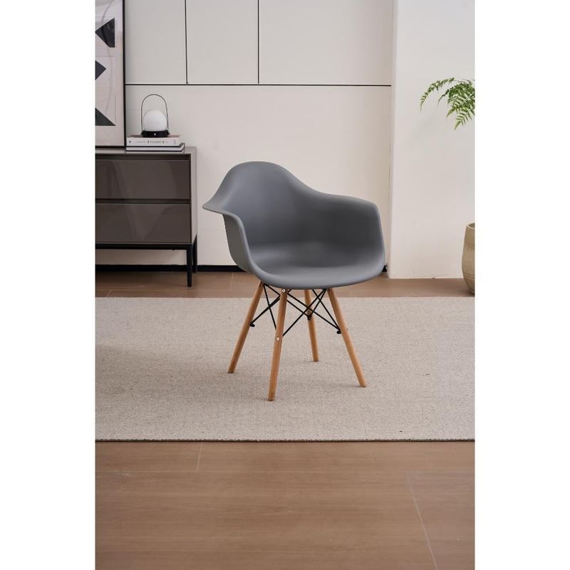 GENERICO - Silla Delia Color Gris Oscuro Con espaldar y patas en Madera