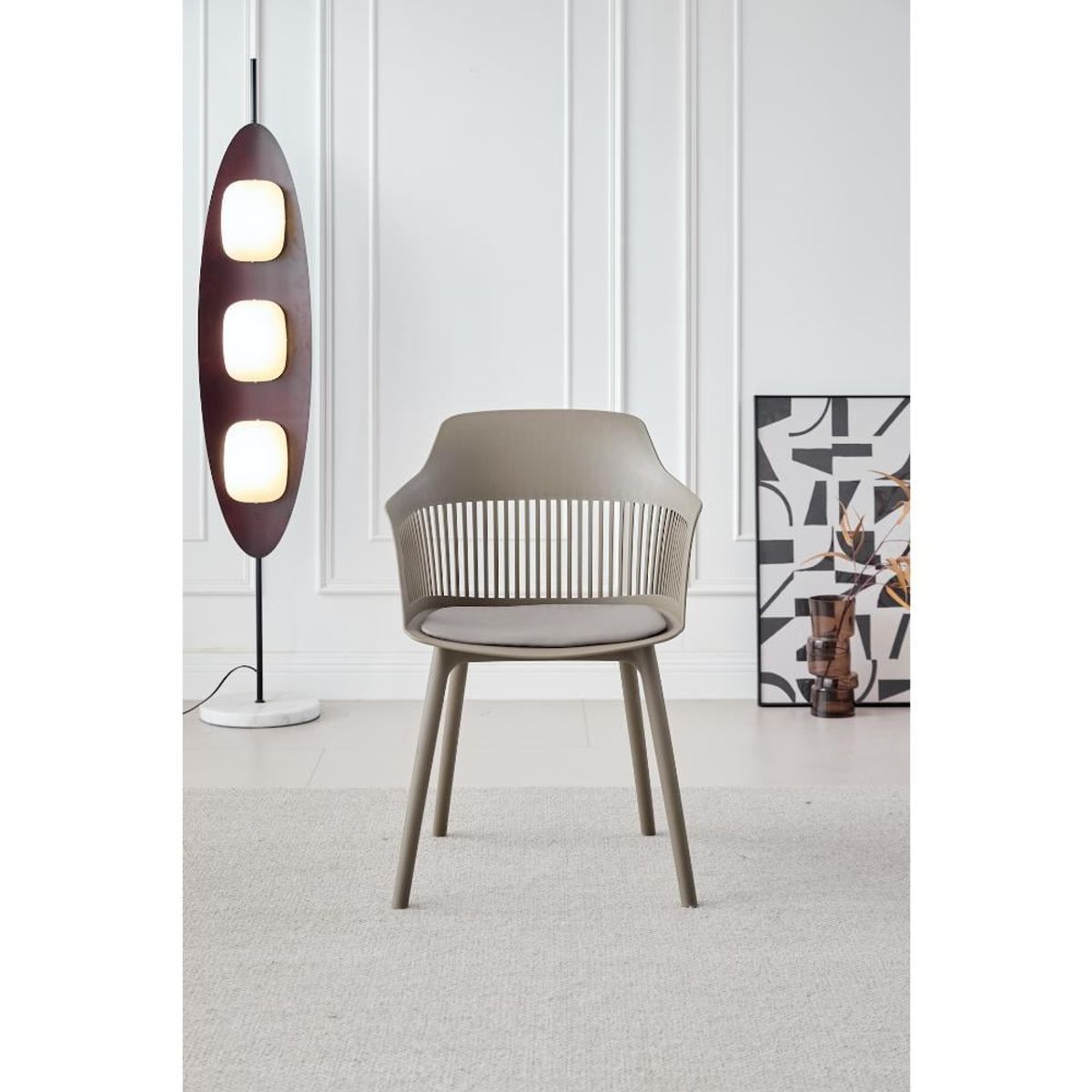 GENERICO - Silla Con Cojin Max Color Taupe Con espaldar y cojín