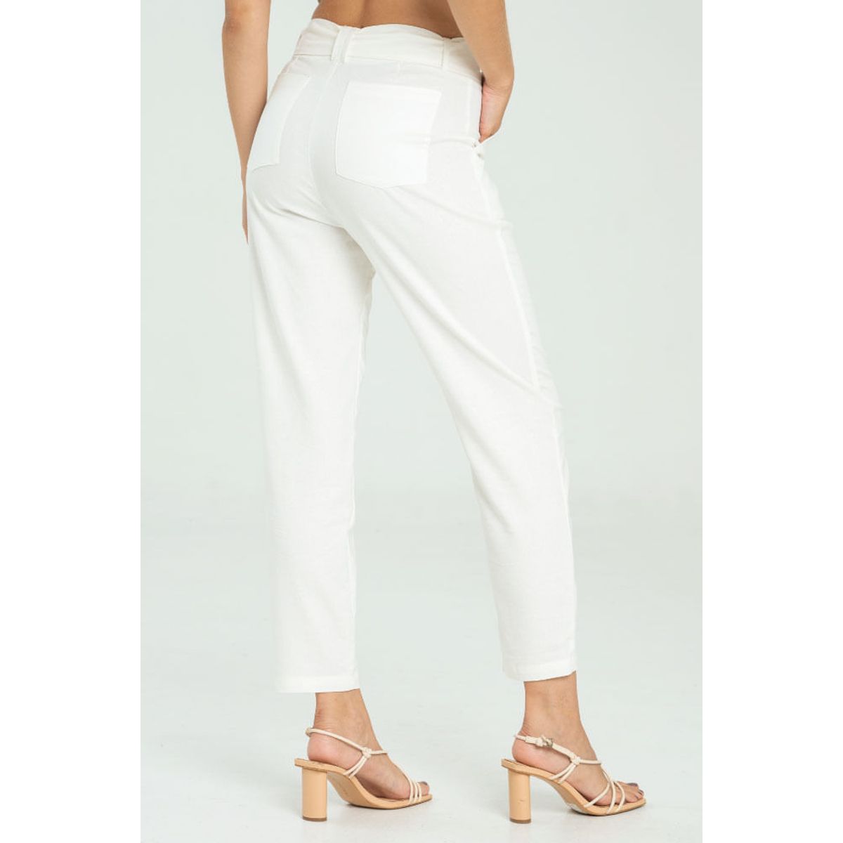 RAGGED - Pantalon lino cinturon Blanco crudo Ragged.