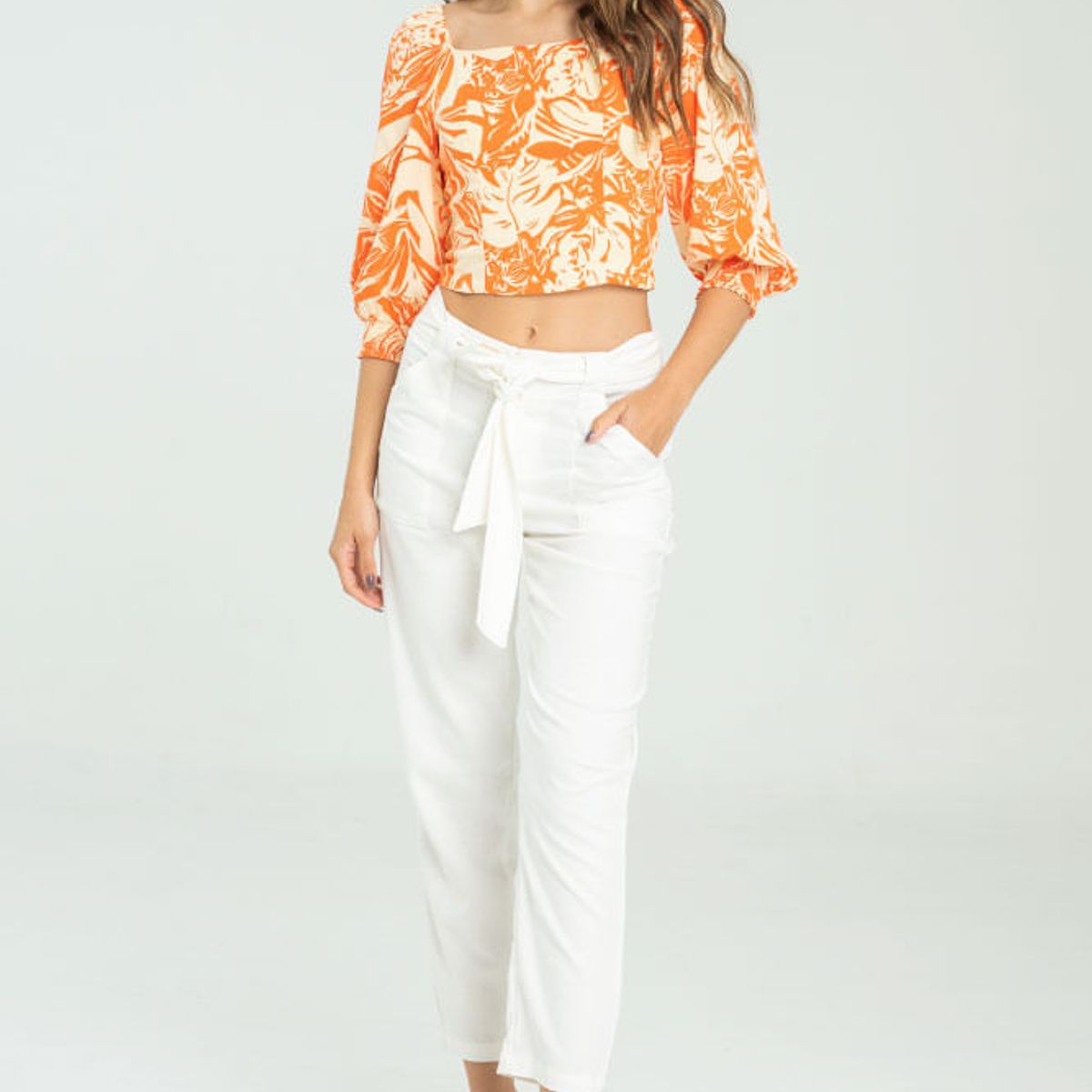 RAGGED - Pantalon lino cinturon Blanco crudo Ragged.