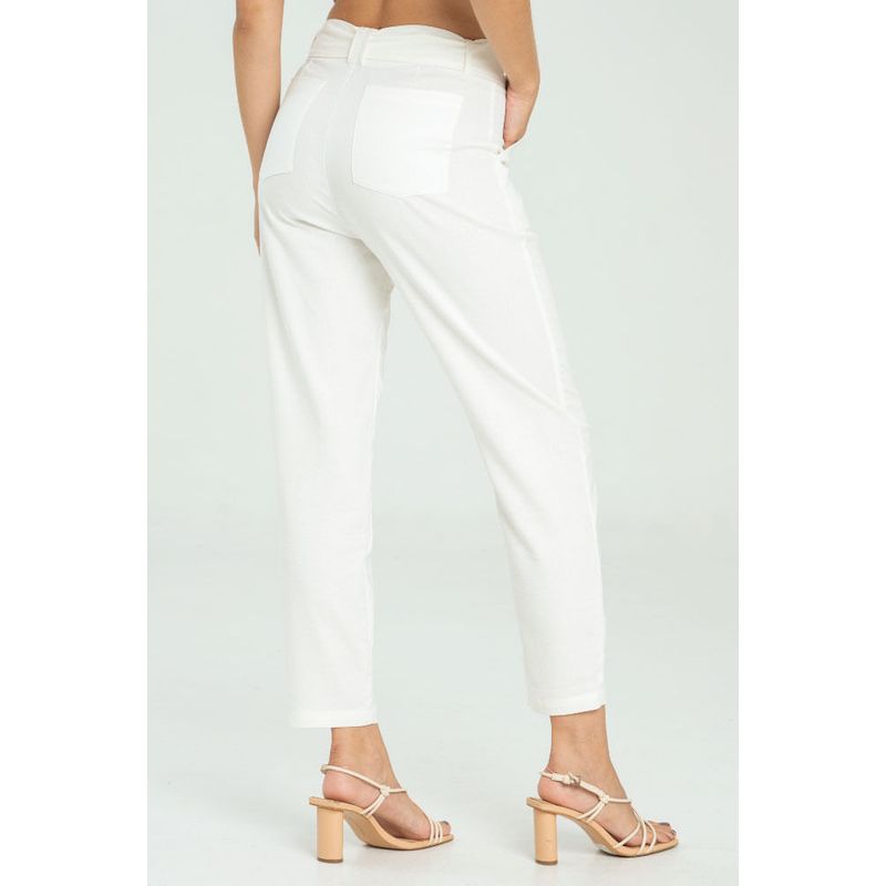 RAGGED - Pantalon lino cinturon Blanco crudo Ragged
