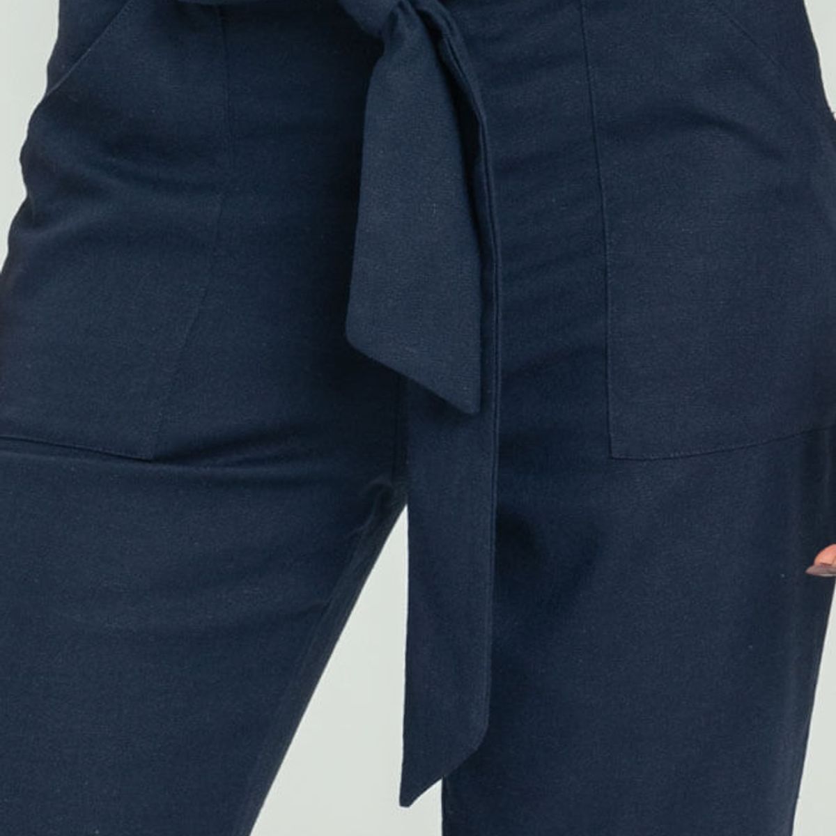 RAGGED - Pantalon lino cinturon Azul oscuro Ragged.