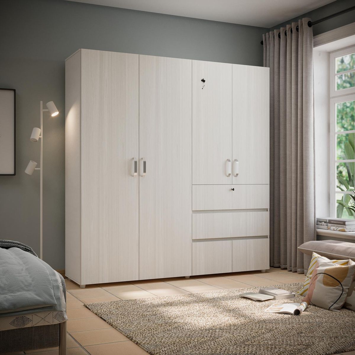 MADERKIT - Armario Riga 190 cm Niebla Blanco