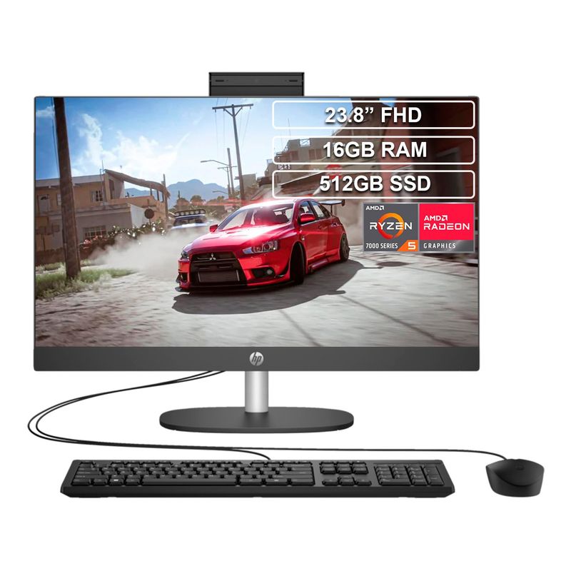 HP - Todo en uno HP ProOne 245 G10 Ryzen 5 7520U 16GB 512GB 23.8
