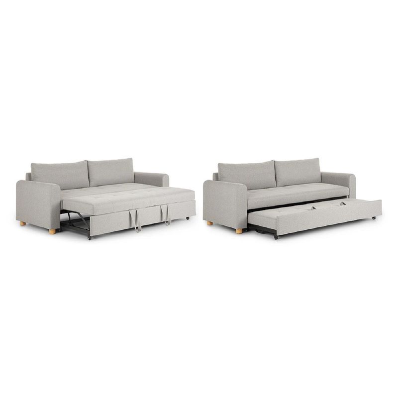 SOFA MARKET - Sofa Cama Cajon Dominica 2 Puestos Tela Gris Claro