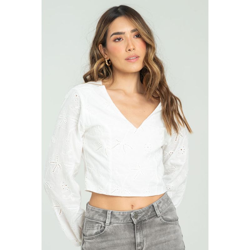 RAGGED - Blusa ojalillo boston Blanco crudo Ragged