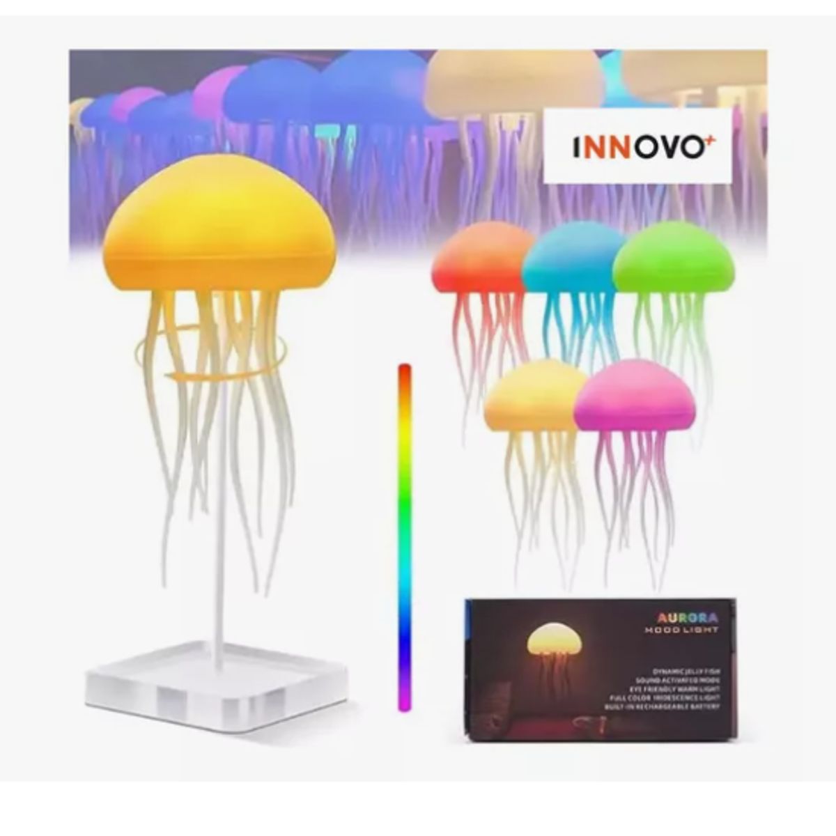 INNOVA - Lámpara De Mesa Noche Relajante Medusa Decoración Movimiento Led Rgb