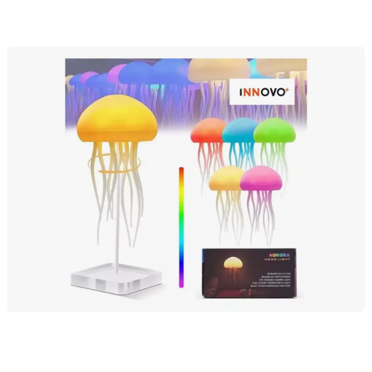 INNOVA - Lámpara De Mesa Noche Relajante Medusa Decoración Movimiento Led Rgb