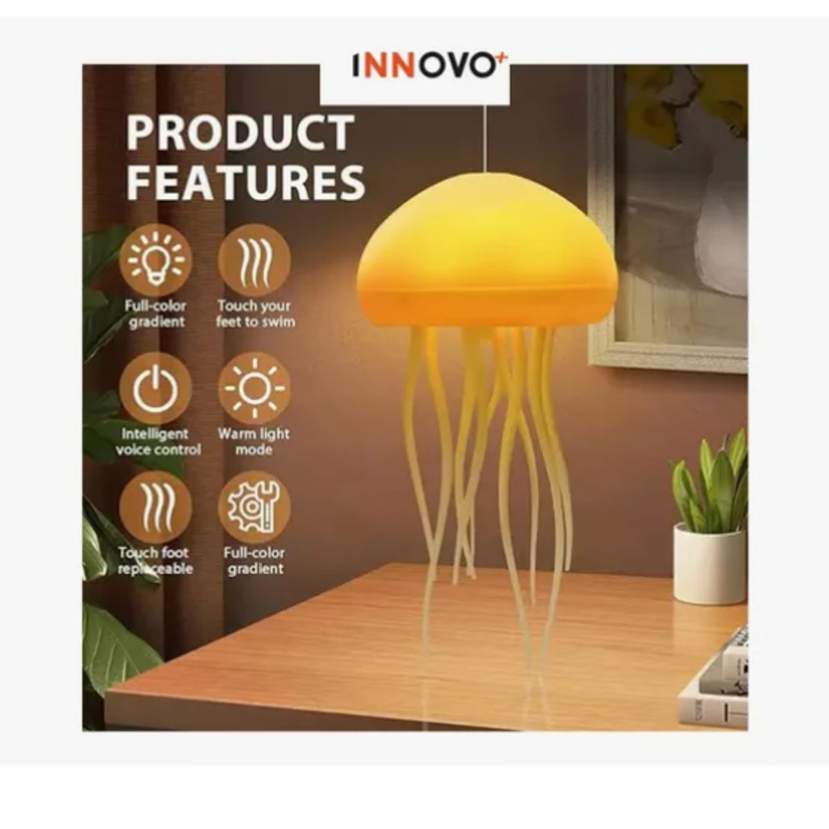 INNOVA - Lámpara De Mesa Noche Relajante Medusa Decoración Movimiento Led Rgb