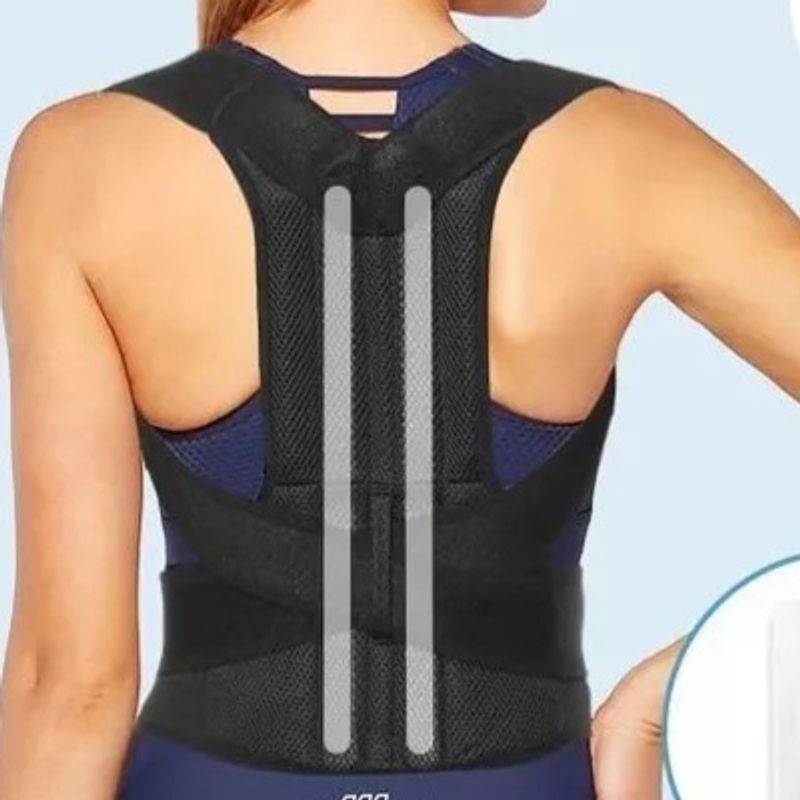 GENERICO - FAJAS CORRECTOR POSTURA LUMBAR IMAN ESPALDA MAGNETICO 4 VARILLAS