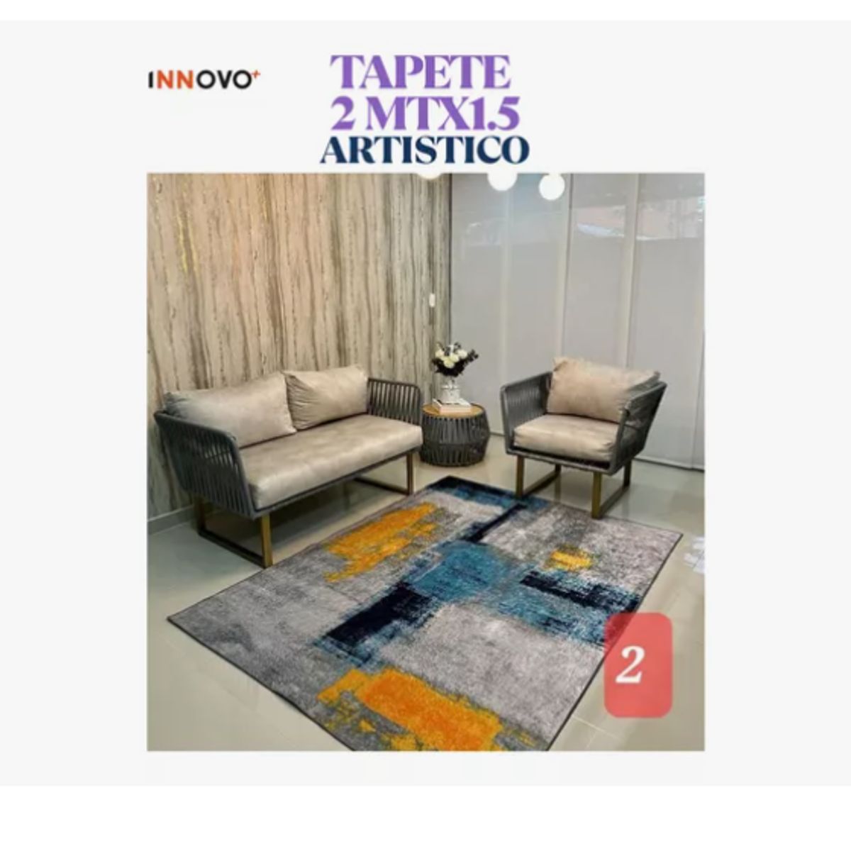 INNOVA - Tapete Decorativo Antideslizante Artistic Elegans Twu 2 Mt X 1.5 Mt